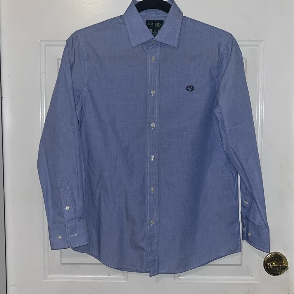 Youth L long sleeve button down shirt